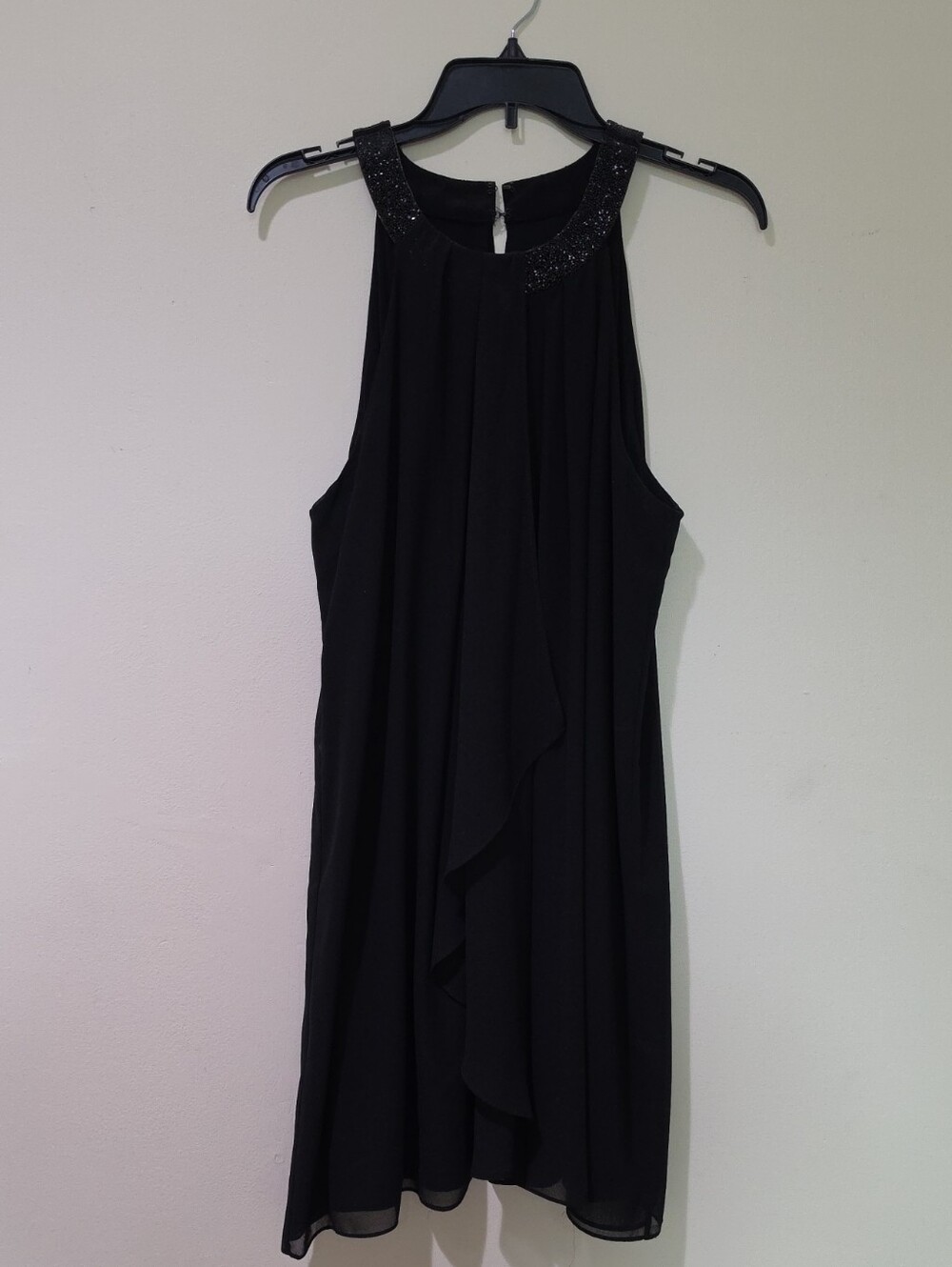 White House Black Market Black Sleeveless Beaded-Neck Mini Dress